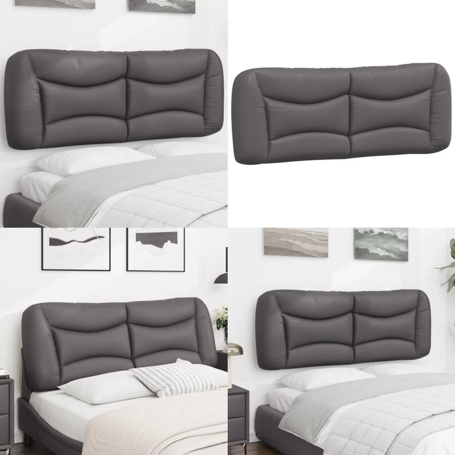 VidaXL Hoofdbordkussen 120 cm kunstleer grijs Hoofdbordkussen Hoofdbordkussens Hoofdbord Kussen Hoofdeinde Kussen