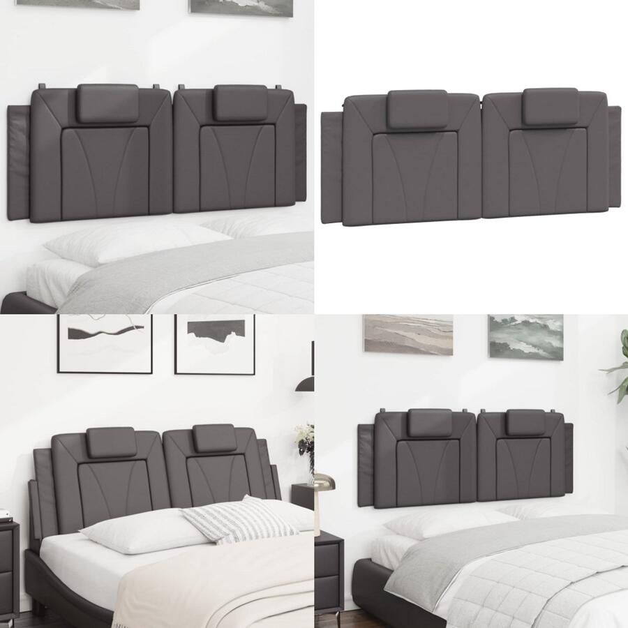 VidaXL Hoofdbordkussen 120 cm kunstleer grijs Hoofdbordkussen Hoofdbordkussens Hoofdbord Kussen Hoofdeinde Kussen