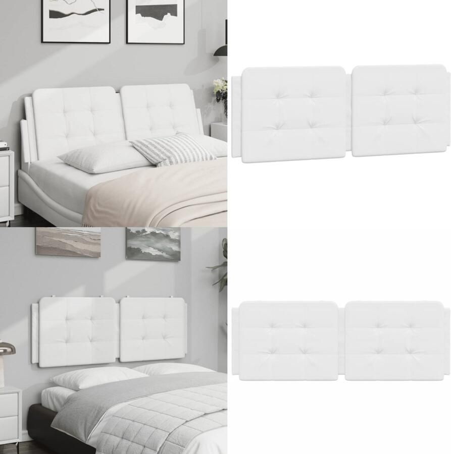 VidaXL Hoofdbordkussen 120 cm kunstleer wit Hoofdbordkussen Hoofdbordkussens Hoofdbord Kussen Hoofdeinde Kussen