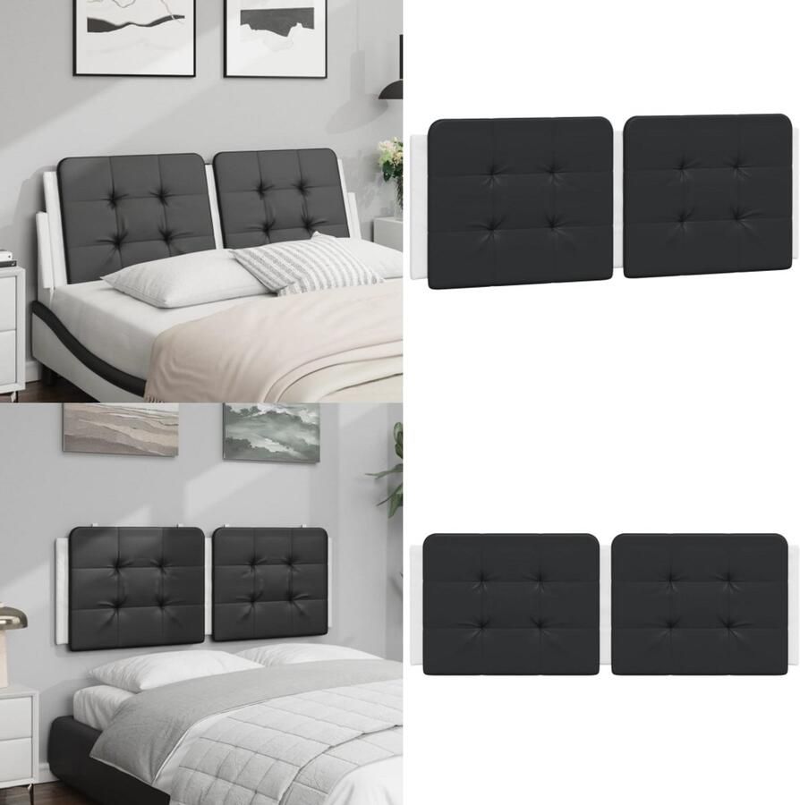 VidaXL Hoofdbordkussen 120 cm kunstleer zwart en wit Hoofdbordkussen Hoofdbordkussens Hoofdbord Kussen Hoofdeinde Kussen