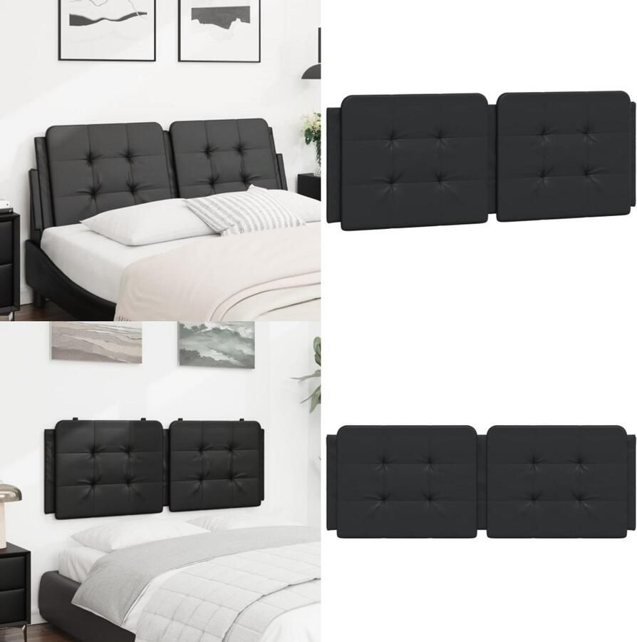 VidaXL Hoofdbordkussen 120 cm kunstleer zwart Hoofdbordkussen Hoofdbordkussens Hoofdbord Kussen Hoofdeinde Kussen - Foto 2