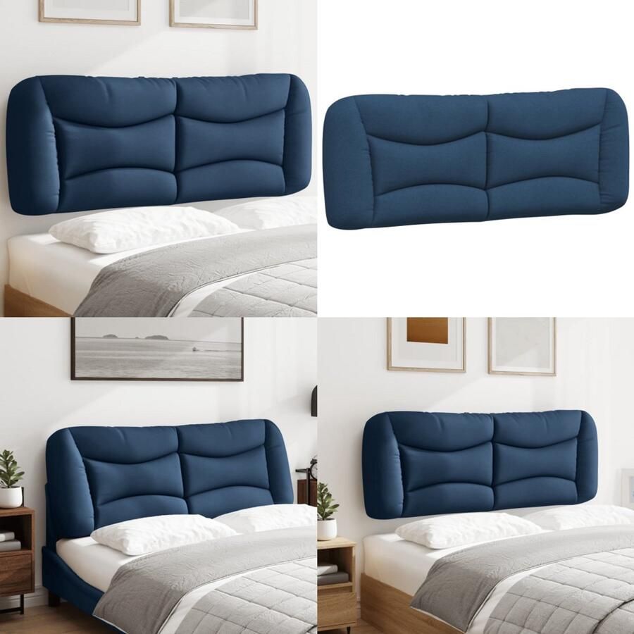 VidaXL Hoofdbordkussen 120 cm stof blauw Hoofdbordkussen Hoofdbordkussens Hoofdbord Kussen Hoofdeinde Kussen