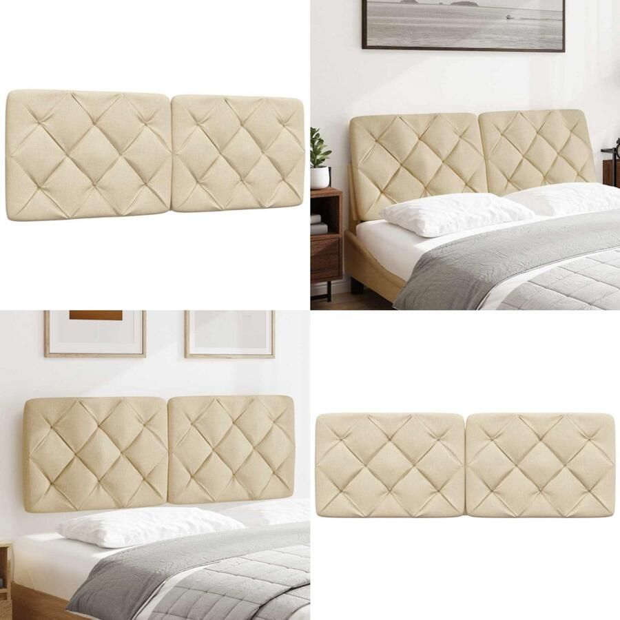 VidaXL Hoofdbordkussen 120 cm stof crèmekleurig Hoofdbordkussen Hoofdbordkussens Hoofdbord Kussen Hoofdeinde Kussen