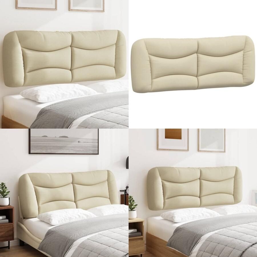 VidaXL Hoofdbordkussen 120 cm stof crèmekleurig Hoofdbordkussen Hoofdbordkussens Hoofdbord Kussen Hoofdeinde Kussen