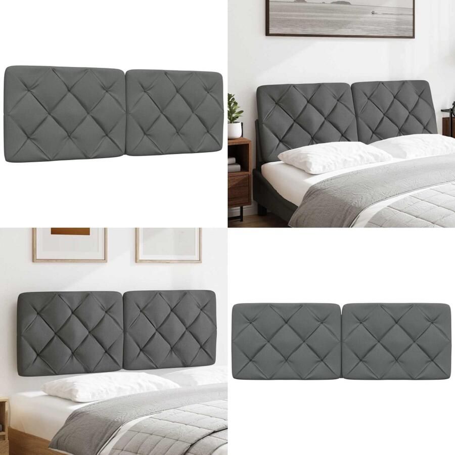 VidaXL Hoofdbordkussen 120 cm stof grijs Hoofdbordkussen Hoofdbordkussens Hoofdbord Kussen Hoofdeinde Kussen