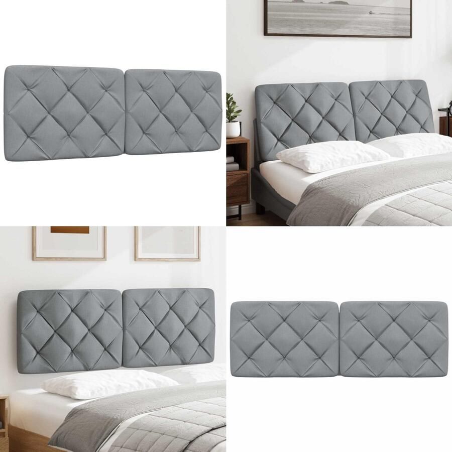 VidaXL Hoofdbordkussen 120 cm stof lichtgrijs Hoofdbordkussen Hoofdbordkussens Hoofdbord Kussen Hoofdeinde Kussen