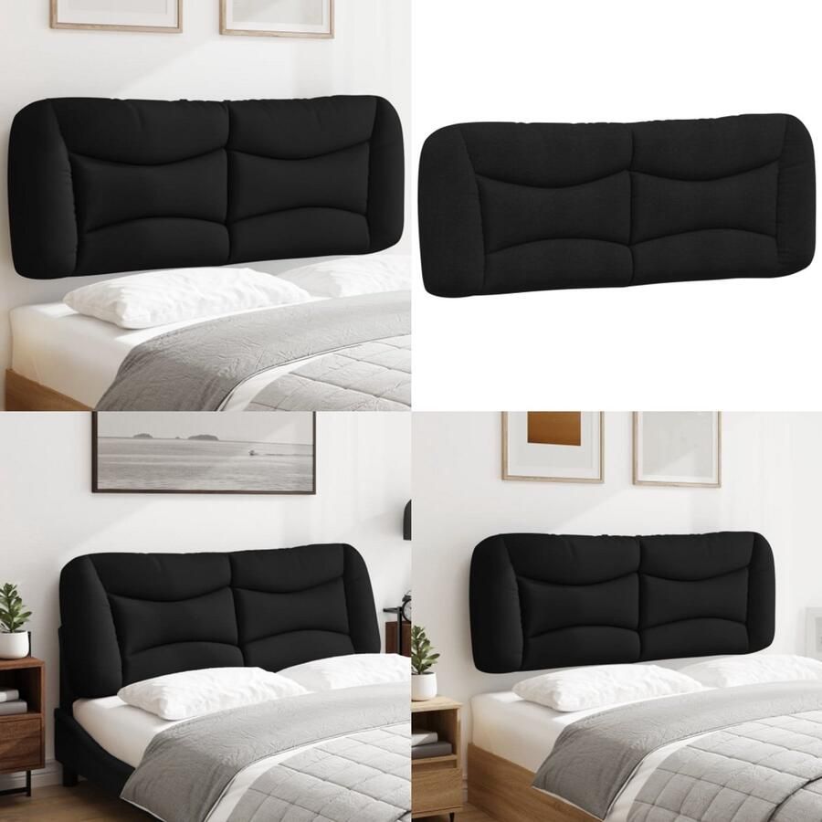 VidaXL Hoofdbordkussen 120 cm stof zwart Hoofdbordkussen Hoofdbordkussens Hoofdbord Kussen Hoofdeinde Kussen
