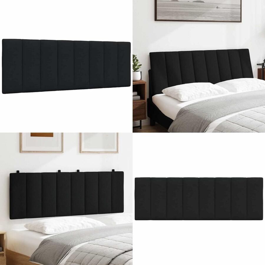 VidaXL Hoofdbordkussen 120 cm stof zwart Hoofdbordkussen Hoofdbordkussens Hoofdbord Kussen Hoofdeinde Kussen
