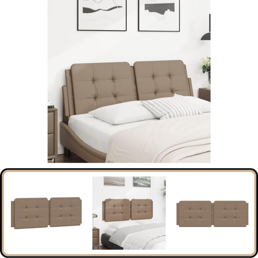 VidaXL Hoofdbordkussen 140 cm Cappuccino Kunstleer Hoofdbordkussen Kunstleder Hoofdbord Bruin Hoofdbord Decoratief Hoofdbord Stevig Hoofdbord 140cm Led Verlichting Headboard