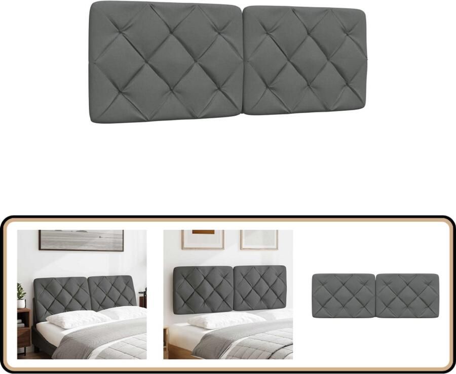 VidaXL Hoofdbordkussen 140 cm Donkergrijs Stof Hoofdbord Kussen Hoofdkussens Bed Bedding Accessoire Slaapkamer Decoratie Donkere Grijze Hoofdbord