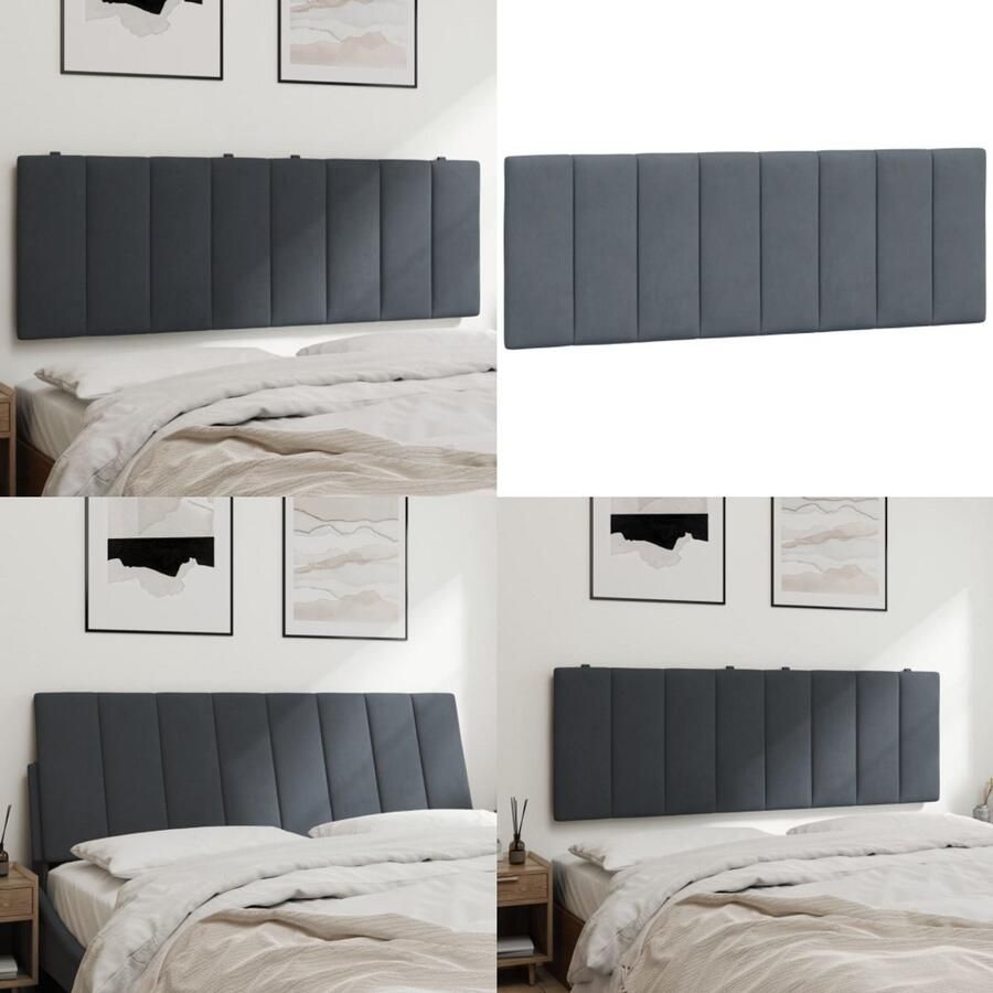 VidaXL Hoofdbordkussen 140 cm fluweel donkergrijs Hoofdbordkussen Hoofdbordkussens Hoofdbord Kussen Hoofdeinde Kussen