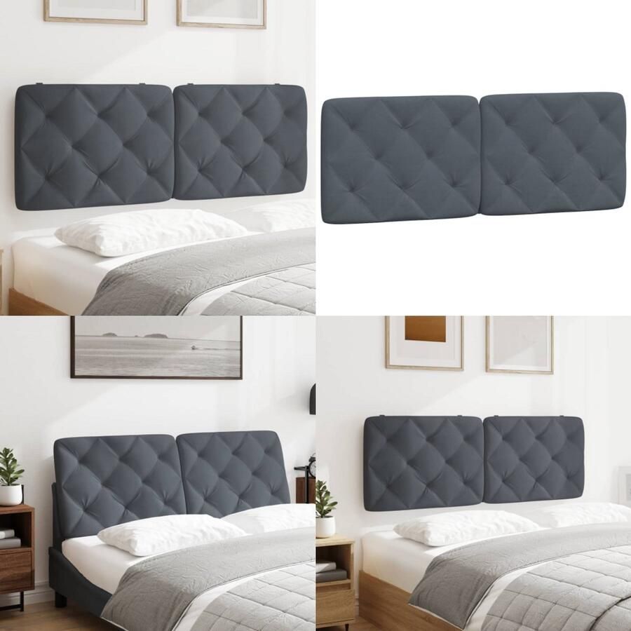 VidaXL Hoofdbordkussen 140 cm fluweel donkergrijs Hoofdbordkussen Hoofdbordkussens Hoofdbord Kussen Hoofdeinde Kussen