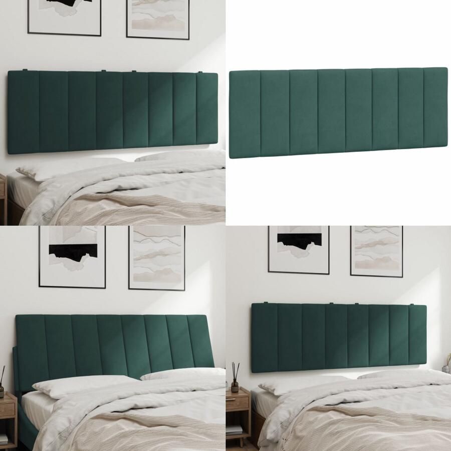 VidaXL Hoofdbordkussen 140 cm fluweel donkergroen Hoofdbordkussen Hoofdbordkussens Hoofdbord Kussen Hoofdeinde Kussen