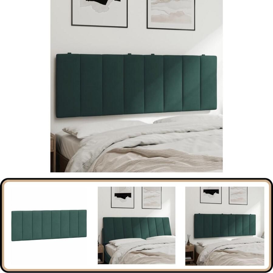 VidaXL Hoofdbordkussen 140 cm Fluweel Donkergroen Hoofdkussen Beddecoratie Fluweel Groen Hoofdbord