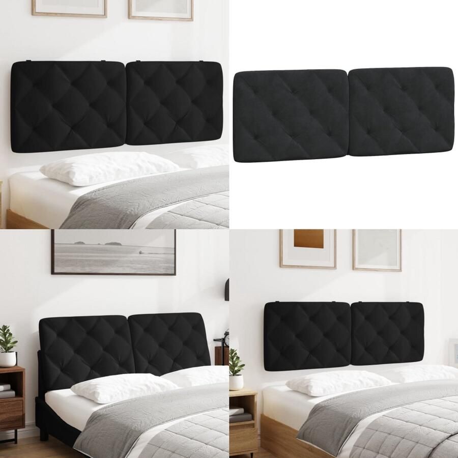VidaXL Hoofdbordkussen 140 cm fluweel zwart Hoofdbordkussen Hoofdbordkussens Hoofdbord Kussen Hoofdeinde Kussen
