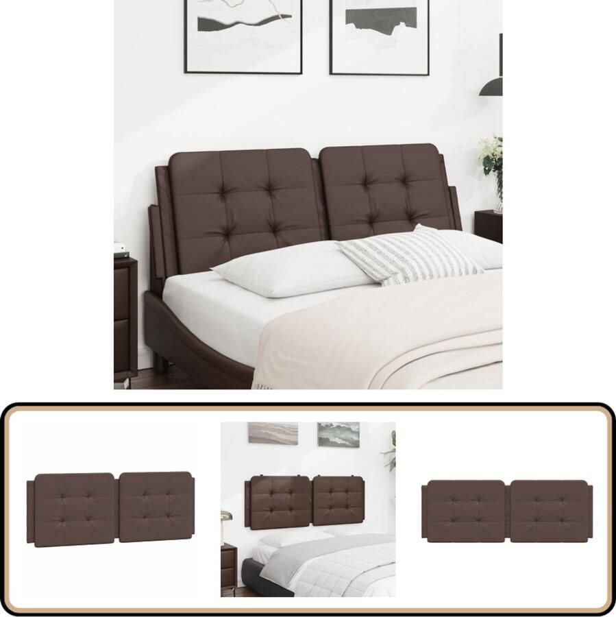 VidaXL Hoofdbordkussen 140 cm kunstleer bruin Hoofdbordkussens Kunstleder Hoofdbord Bruin Hoofdbord Hoofdbekleding Bedcomfort Slaap Acessórios