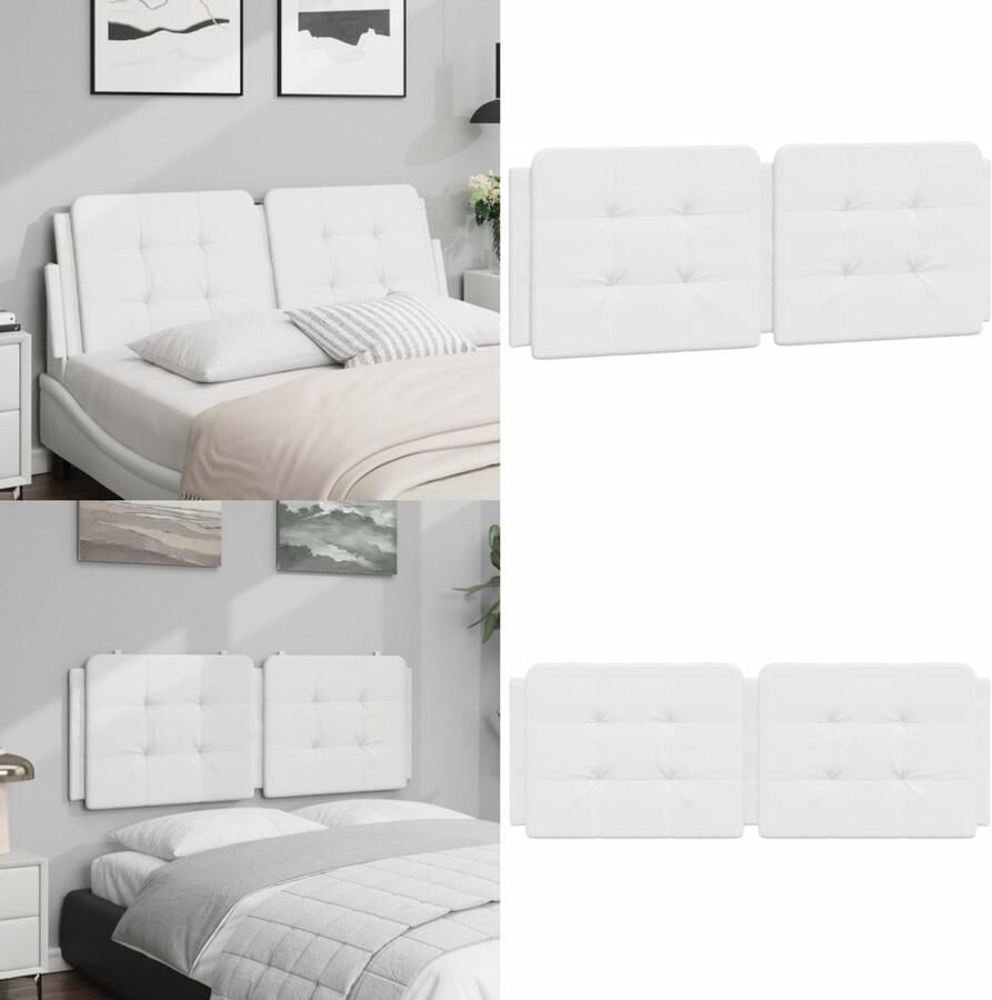 VidaXL Hoofdbordkussen 140 cm kunstleer wit Hoofdbordkussen Hoofdbordkussens Hoofdbord Kussen Hoofdeinde Kussen