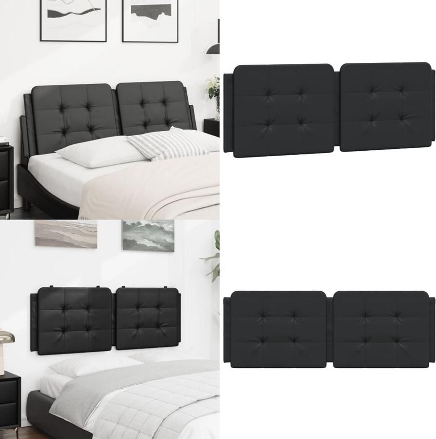 VidaXL Hoofdbordkussen 140 cm kunstleer zwart Hoofdbordkussen Hoofdbordkussens Hoofdbord Kussen Hoofdeinde Kussen - Foto 2