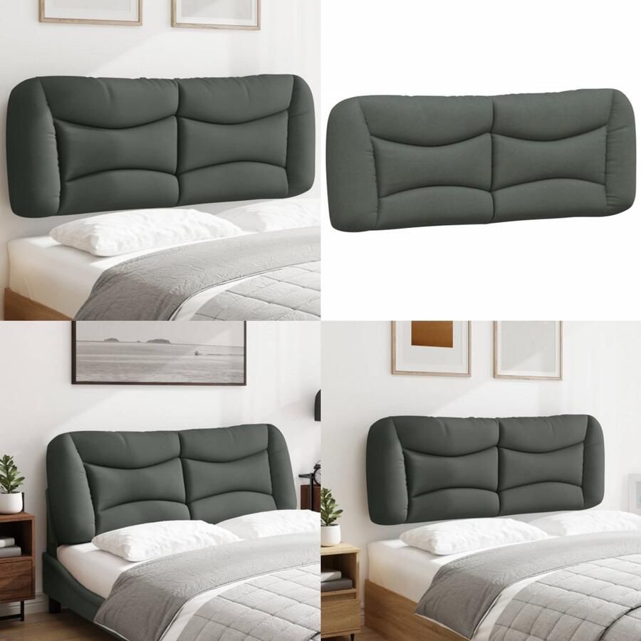 VidaXL Hoofdbordkussen 140 cm stof donkergrijs Hoofdbordkussen Hoofdbordkussens Hoofdbord Kussen Hoofdeinde Kussen