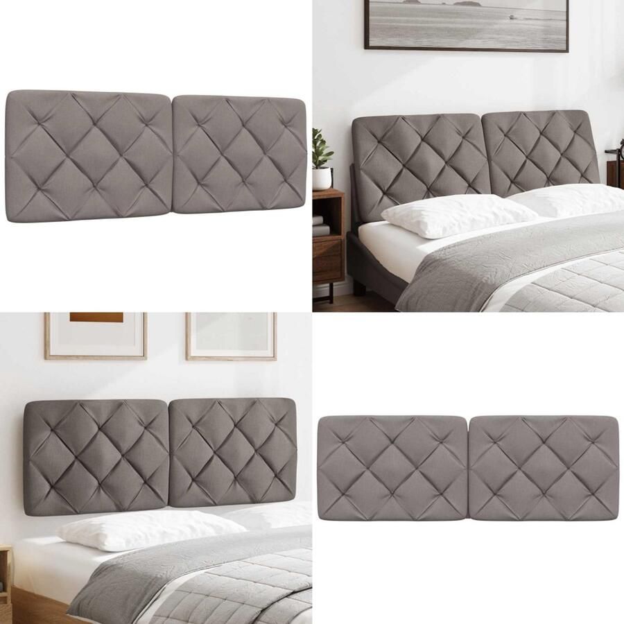 VidaXL Hoofdbordkussen 140 cm stof taupe Hoofdbordkussen Hoofdbordkussens Hoofdbord Kussen Hoofdeinde Kussen