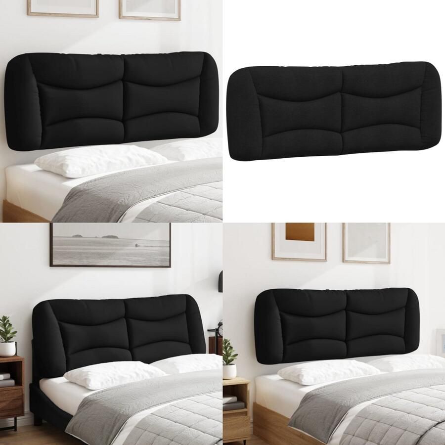 VidaXL Hoofdbordkussen 140 cm stof zwart Hoofdbordkussen Hoofdbordkussens Hoofdbord Kussen Hoofdeinde Kussen