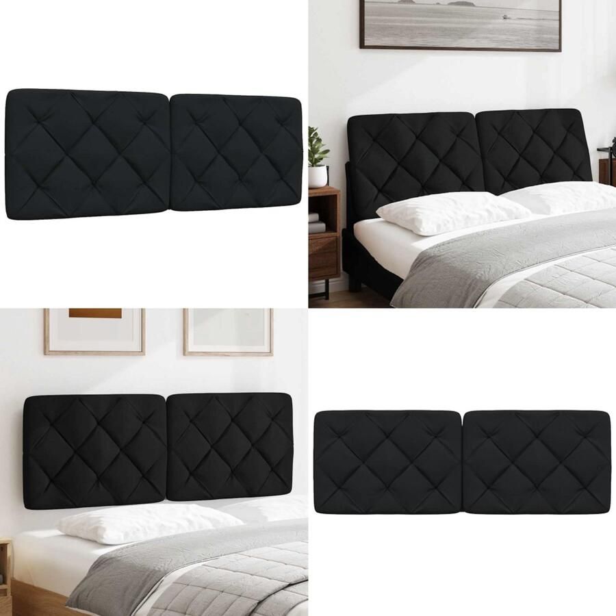 VidaXL Hoofdbordkussen 140 cm stof zwart Hoofdbordkussen Hoofdbordkussens Hoofdbord Kussen Hoofdeinde Kussen - Foto 2