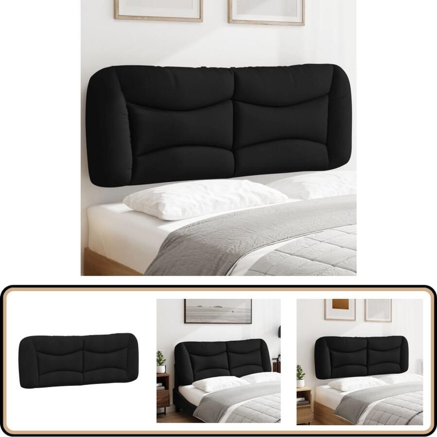 VidaXL Hoofdbordkussen 140 cm Stof Zwart Hoofdbordkussen Hoofdkussen Beddengoed Slaapcomfort Zwarte Hoofdbord Decoratief Kussen Leeshoek Televisiekijken