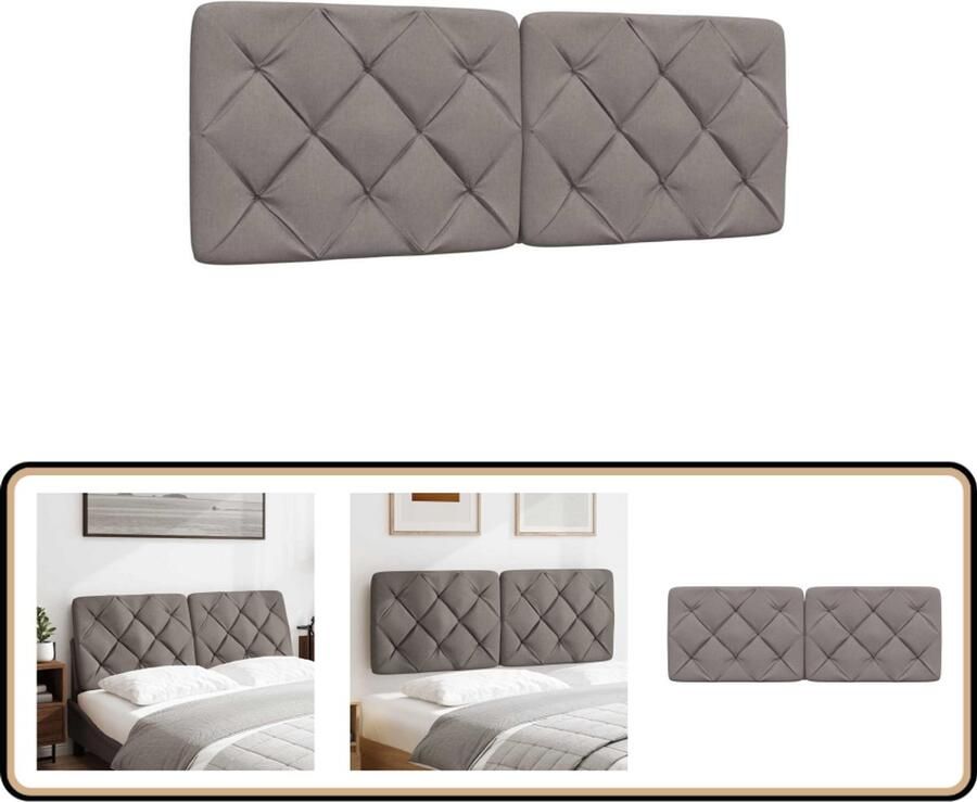 VidaXL Hoofdbordkussen 140 cm Taupe Stof Hoofdbordkussen Hoofdbordkussens Hoofdbord Kussen Hoofdeinde Kussen
