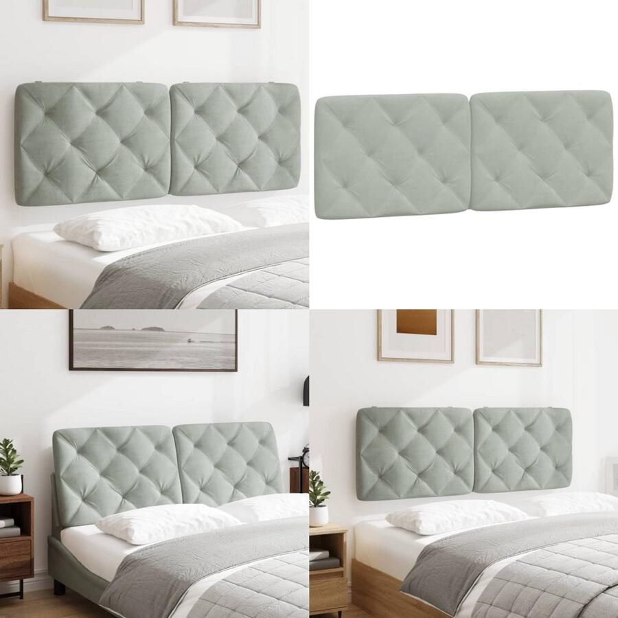VidaXL Hoofdbordkussen 140 cm velvet lichtgrijs Hoofdbordkussen Hoofdbordkussens Hoofdbord Kussen Hoofdeinde Kussen