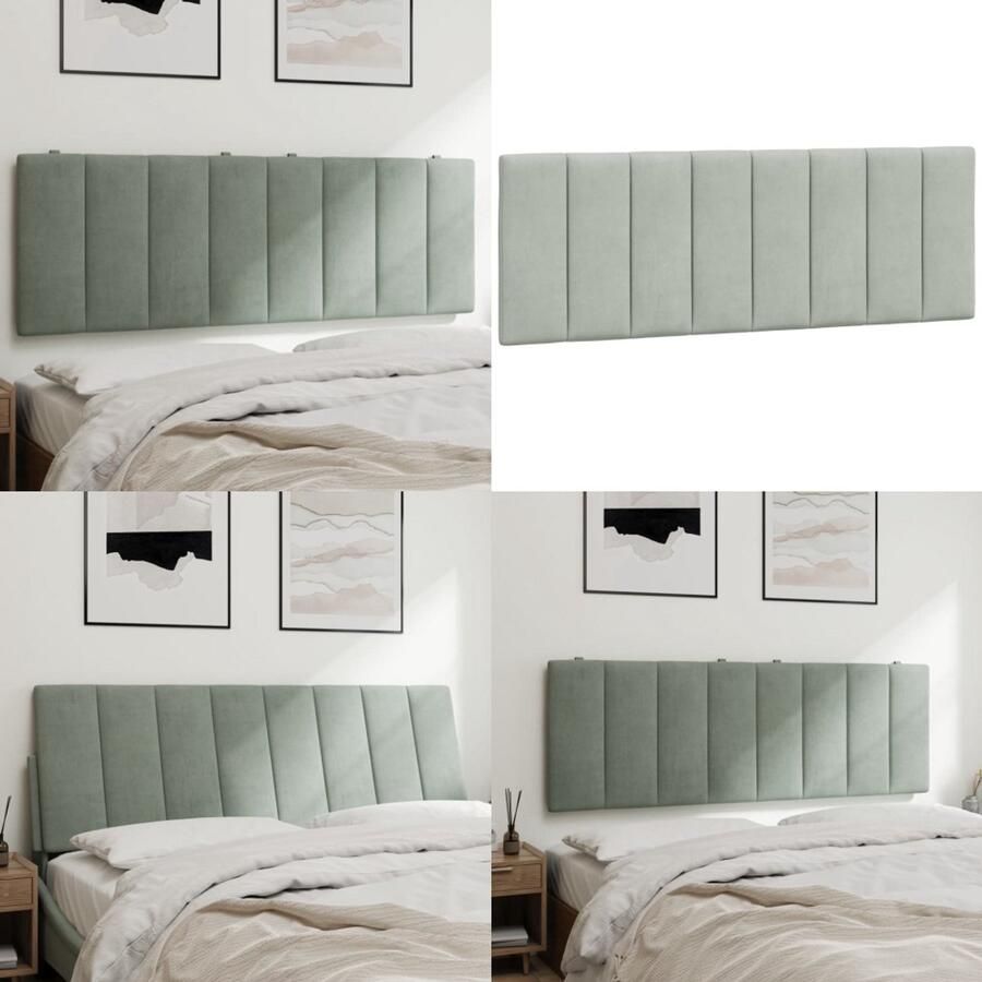 VidaXL Hoofdbordkussen 140 cm velvet lichtgrijs Hoofdbordkussen Hoofdbordkussens Hoofdbord Kussen Hoofdeinde Kussen