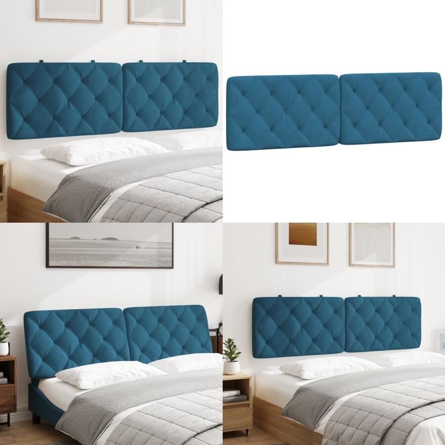 VidaXL Hoofdbordkussen 160 cm fluweel blauw Hoofdbordkussen Hoofdbordkussens Hoofdbord Kussen Hoofdeinde Kussen