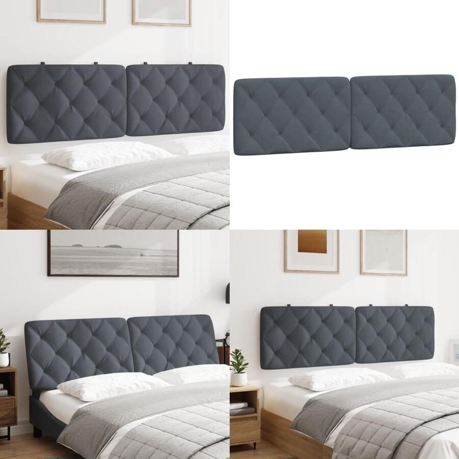 VidaXL Hoofdbordkussen 160 cm fluweel donkergrijs Hoofdbordkussen Hoofdbordkussens Hoofdbord Kussen Hoofdeinde Kussen - Foto 2