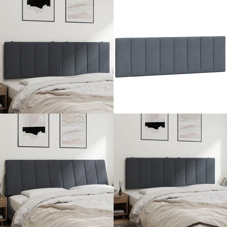 VidaXL Hoofdbordkussen 160 cm fluweel donkergrijs Hoofdbordkussen Hoofdbordkussens Hoofdbord Kussen Hoofdeinde Kussen