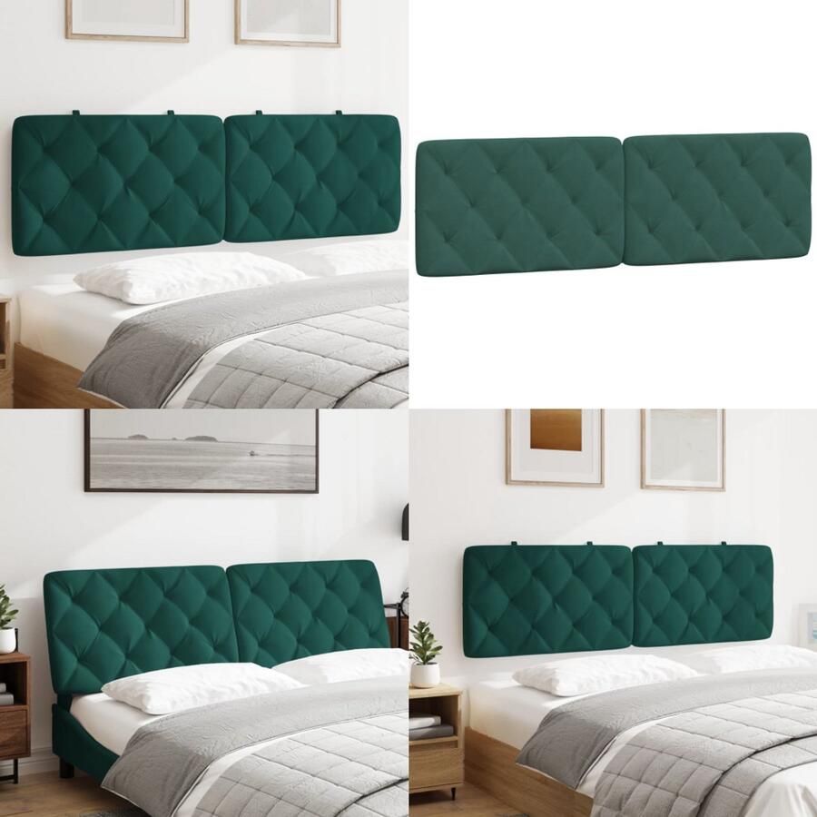 VidaXL Hoofdbordkussen 160 cm fluweel donkergroen Hoofdbordkussen Hoofdbordkussens Hoofdbord Kussen Hoofdeinde Kussen