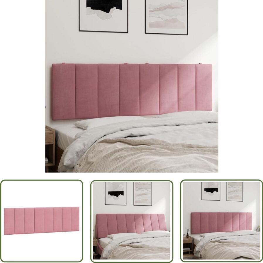 VidaXL Hoofdbordkussen 160 cm Fluweel Roze Hoofdbord Kussen Hoofdkussens Bed Bedaccessoires Velours Kussen Roze Kussen
