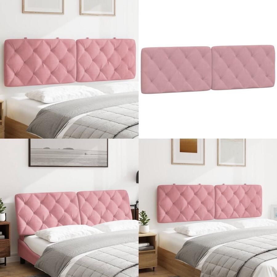 VidaXL Hoofdbordkussen 160 cm fluweel roze Hoofdbordkussen Hoofdbordkussens Hoofdbord Kussen Hoofdeinde Kussen