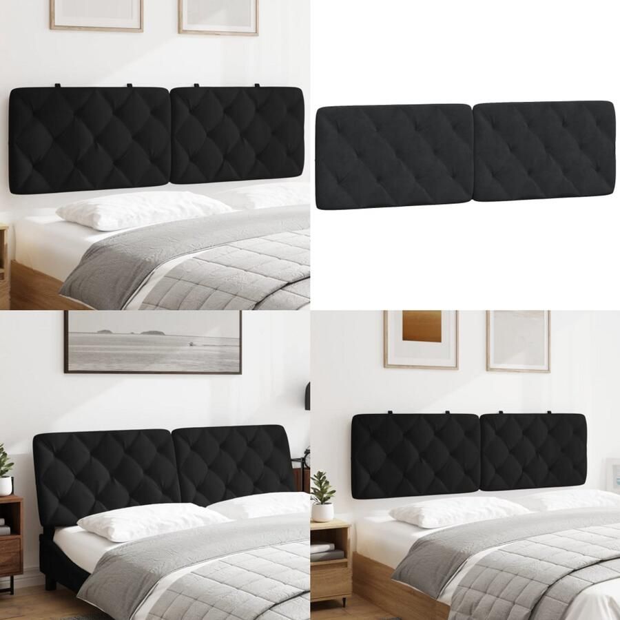 VidaXL Hoofdbordkussen 160 cm fluweel zwart Hoofdbordkussen Hoofdbordkussens Hoofdbord Kussen Hoofdeinde Kussen