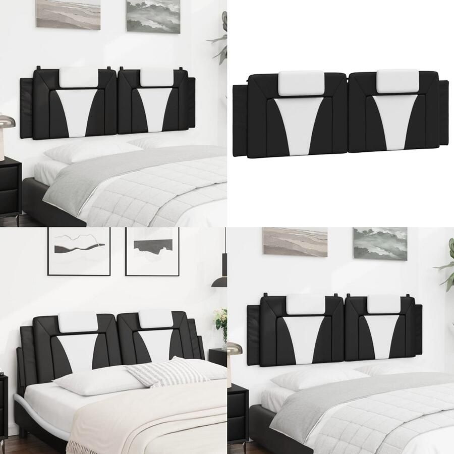 VidaXL Hoofdbordkussen 160 cm kunstleer zwart en wit Hoofdbordkussen Hoofdbordkussens Hoofdbord Kussen Hoofdeinde Kussen