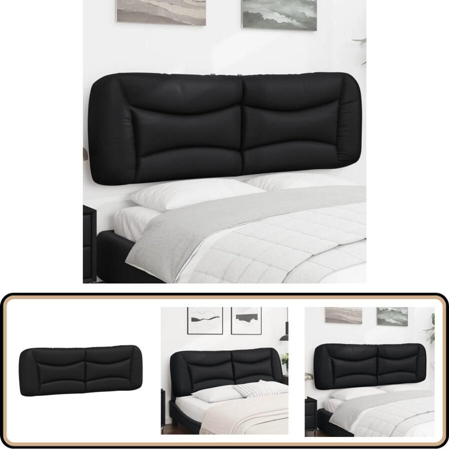 VidaXL Hoofdbordkussen 160 cm Kunstleer Zwart Hoofdbordkussen Hoofdbordkussens Hoofdbord Kussen Hoofdeinde Kussen