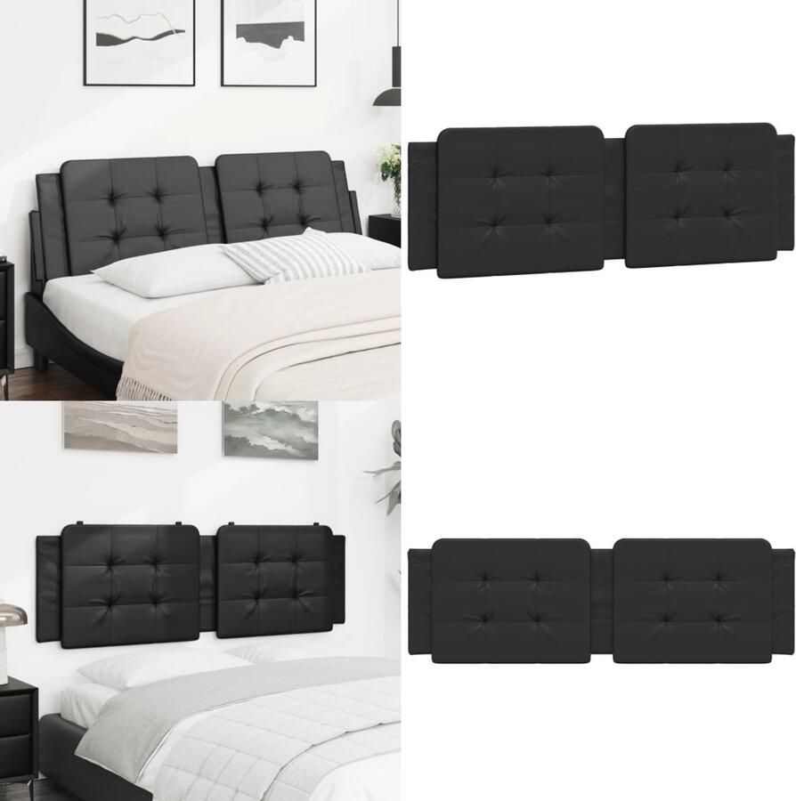 VidaXL Hoofdbordkussen 160 cm kunstleer zwart Hoofdbordkussen Hoofdbordkussens Hoofdbord Kussen Hoofdeinde Kussen - Foto 3