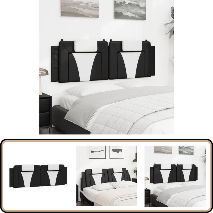 VidaXL Hoofdbordkussen 160 cm kunstleer zwart wit Hoofdbordkussen Kunstleder Hoofdbord Hoofdkussen Sierkussen Beddecoratie