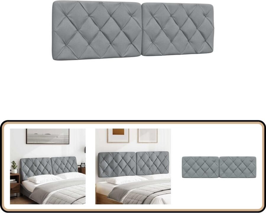 VidaXL Hoofdbordkussen 160 cm Lichtgrijs Stof Hoofdbordkussen Hoofdbordkussens Hoofdbord Kussen Hoofdeinde Kussen