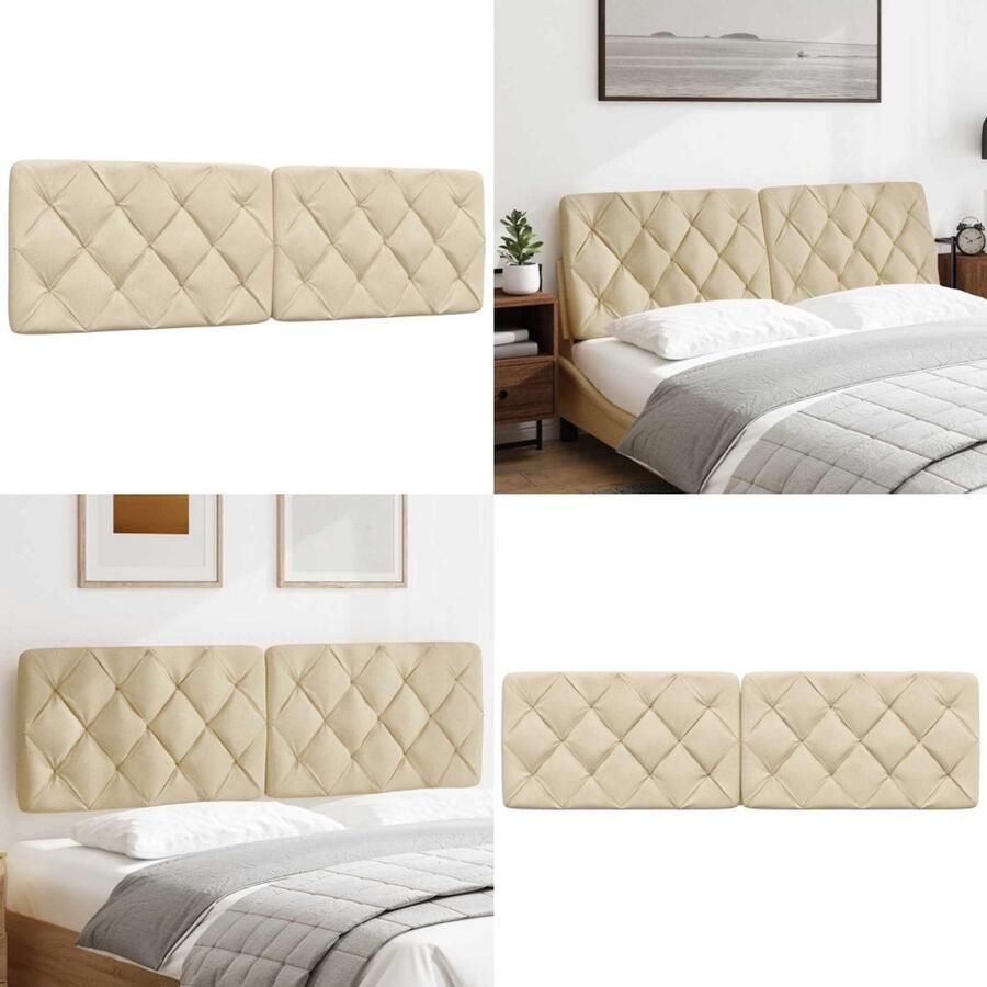 VidaXL Hoofdbordkussen 160 cm stof crèmekleurig Hoofdbordkussen Hoofdbordkussens Hoofdbord Kussen Hoofdeinde Kussen