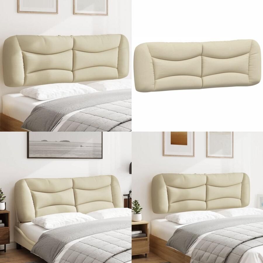 VidaXL Hoofdbordkussen 160 cm stof crèmekleurig Hoofdbordkussen Hoofdbordkussens Hoofdbord Kussen Hoofdeinde Kussen