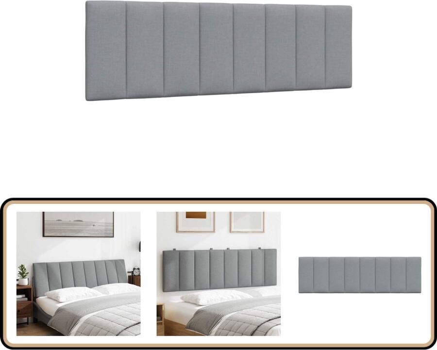 VidaXL Hoofdbordkussen 160 cm Stof Lichtgrijs Hoofdbord Kussen Hoofdkussens Bed Beddengoed Slaapkamer Decoratie