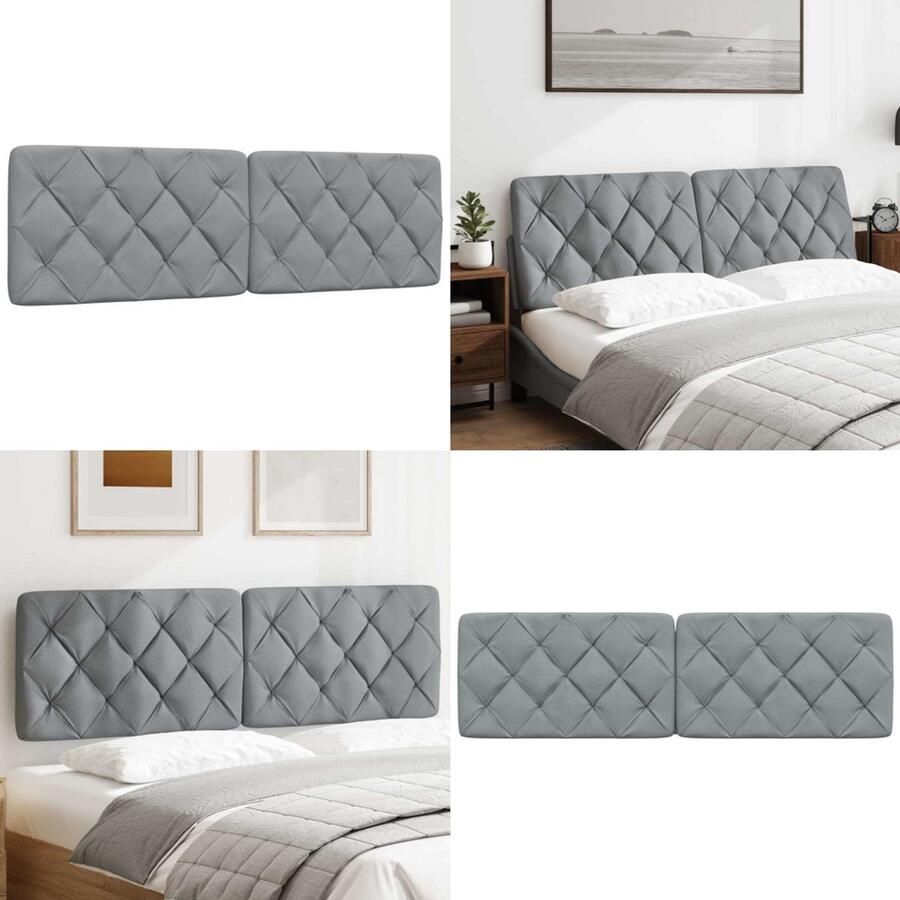 VidaXL Hoofdbordkussen 160 cm stof lichtgrijs Hoofdbordkussen Hoofdbordkussens Hoofdbord Kussen Hoofdeinde Kussen