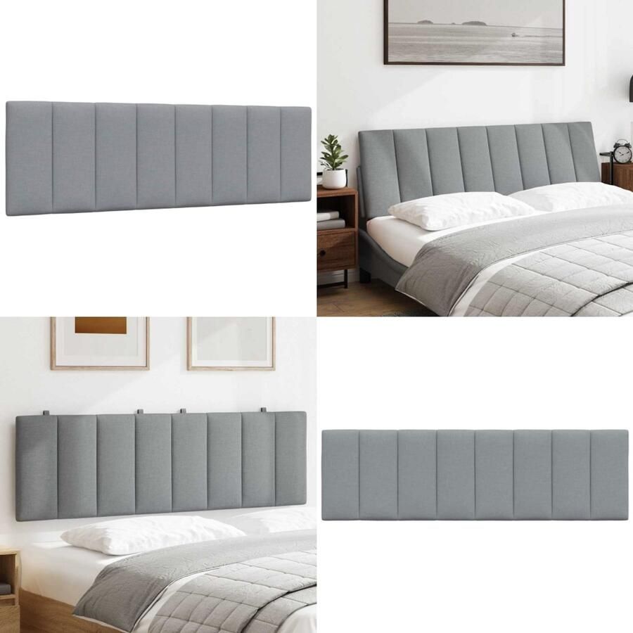 VidaXL Hoofdbordkussen 160 cm stof lichtgrijs Hoofdbordkussen Hoofdbordkussens Hoofdbord Kussen Hoofdeinde Kussen