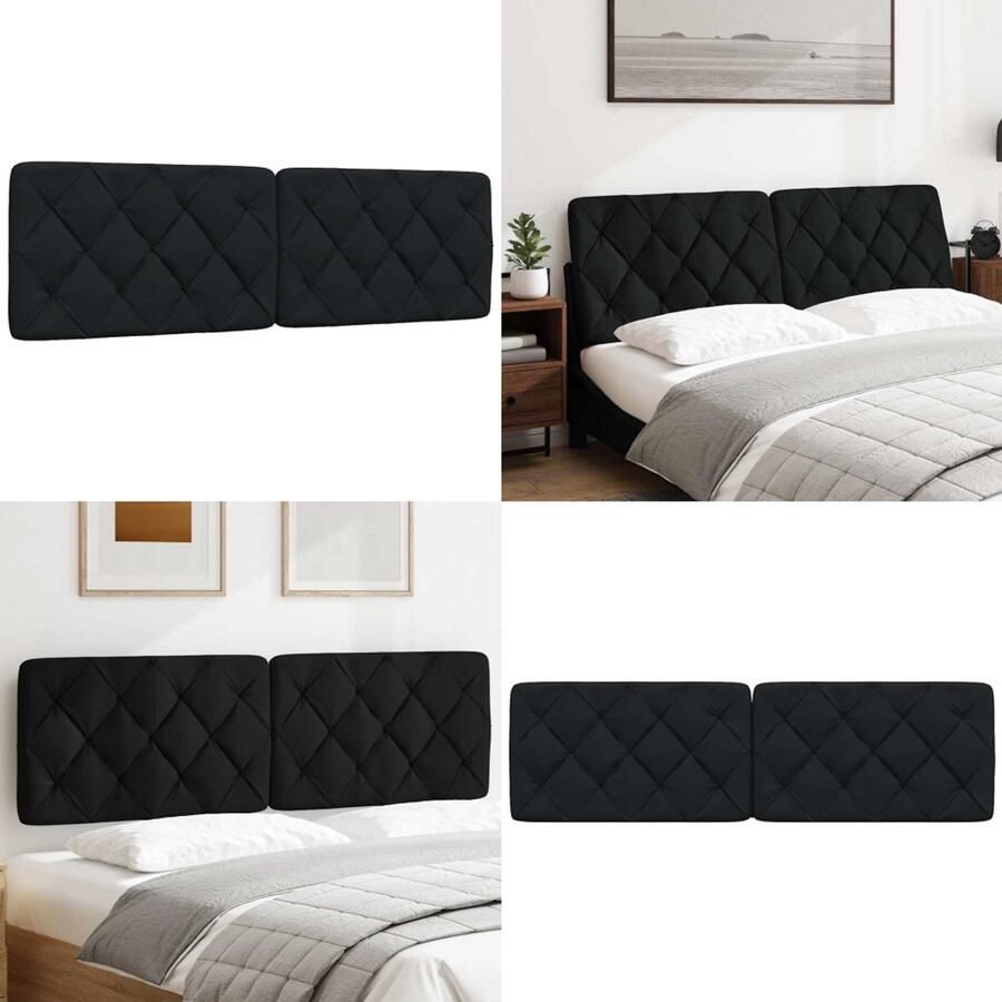 VidaXL Hoofdbordkussen 160 cm stof zwart Hoofdbordkussen Hoofdbordkussens Hoofdbord Kussen Hoofdeinde Kussen