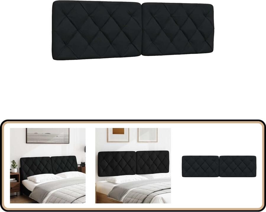 VidaXL Hoofdbordkussen 160 cm Stof Zwart Hoofdbordkussen Hoofdbordkussens Hoofdbord Kussen Hoofdeinde Kussen
