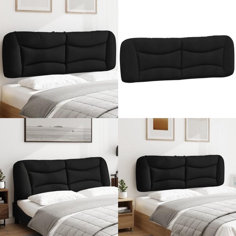 VidaXL Hoofdbordkussen 160 cm stof zwart Hoofdbordkussen Hoofdbordkussens Hoofdbord Kussen Hoofdeinde Kussen - Foto 2